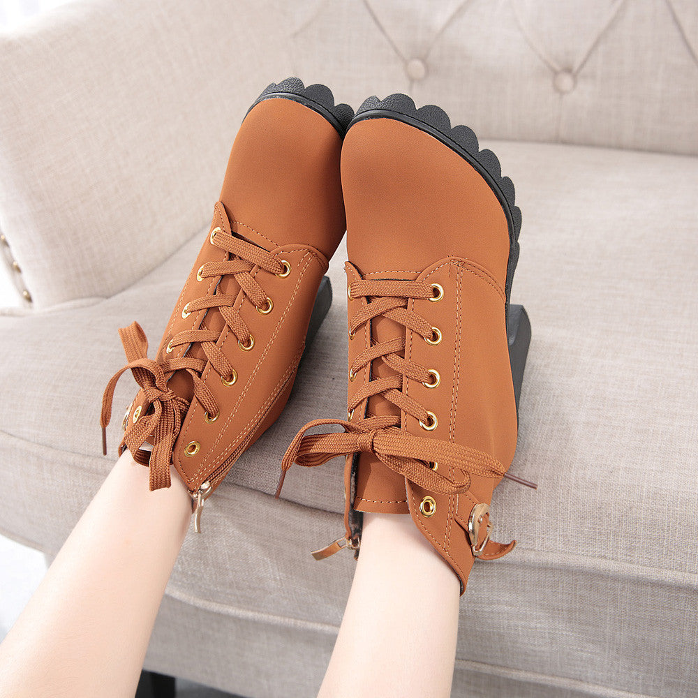 High Heel Lace Up Ankle Boots