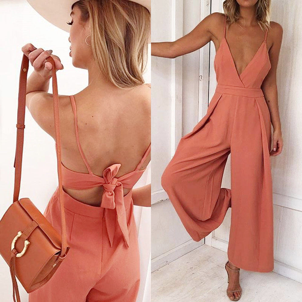 Causal V Neck Back Bow